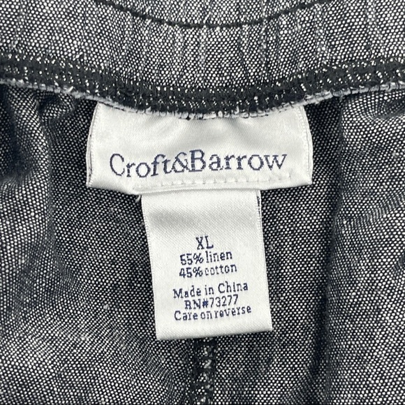 Croft & Barrow Cotton Linen Drawstring Joggers Grey Size XL - Picture 3 of 7